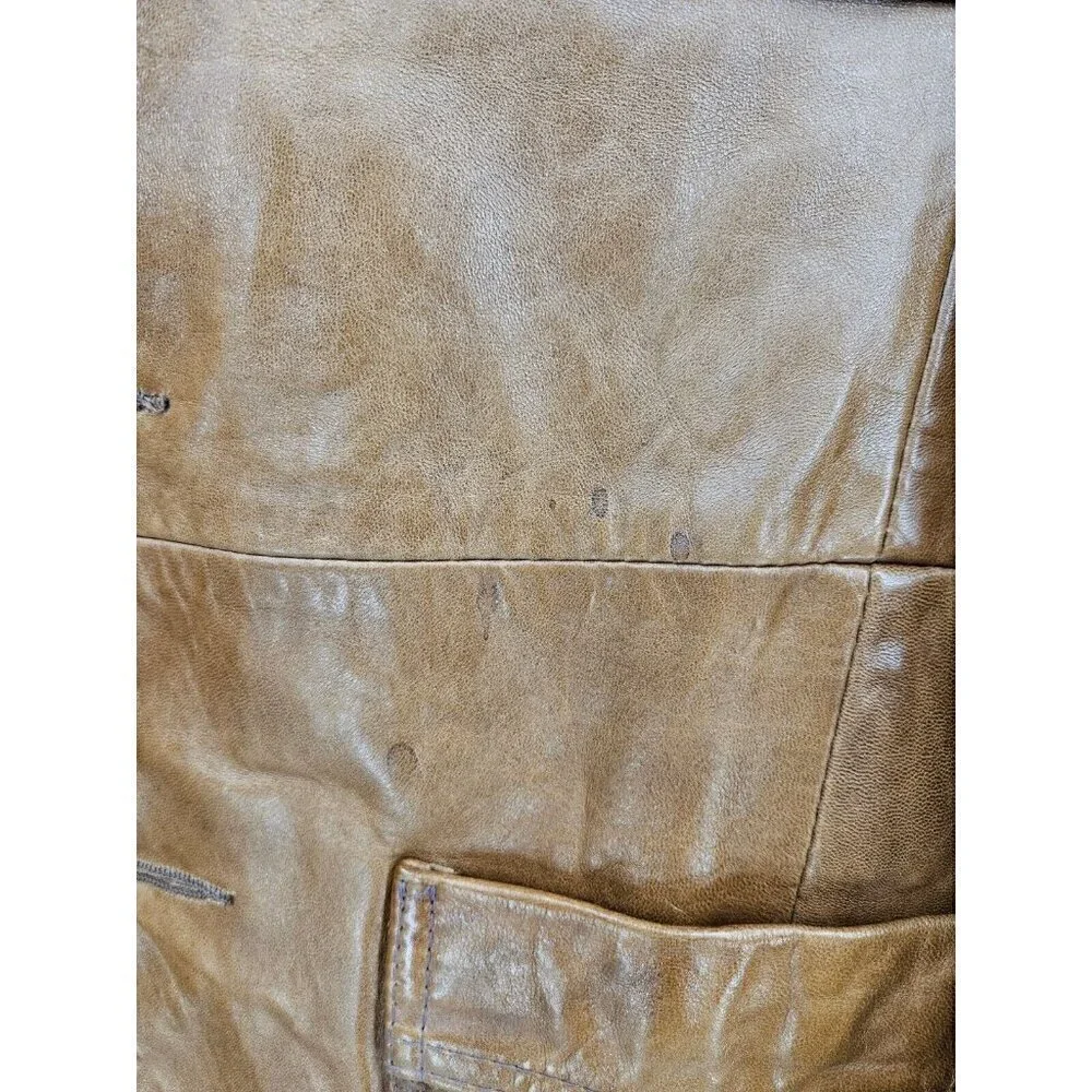 Vintage De Long Glazed Lamb Jacket Mens 40 Brown Lambskin Blazer